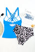 Notch Neckline Strappy Tankini Contrast High Waist Swimsuit